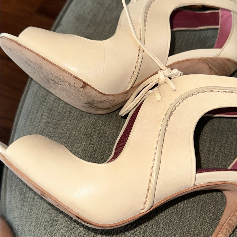 Coach New York Loise Leather Lace Up Open Toe High Heeled Sandals Ankle Booties - Picture 9 of 9